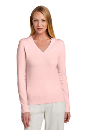 PEARL PINK BB18401 brooks brothers women's cotton stretch v-neck sweater