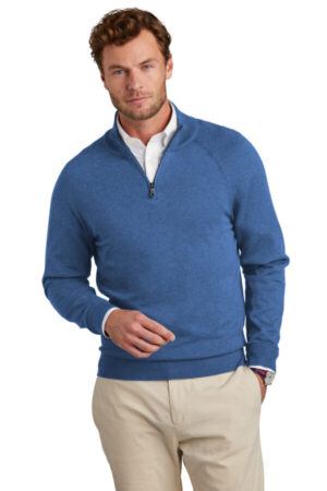 CHARTER BLUE HEATHER BB18402 brooks brothers cotton stretch 1/4-zip sweater