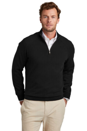 DEEP BLACK BB18402 brooks brothers cotton stretch 1/4-zip sweater