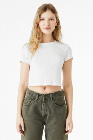SOLID WHITE BLEND Bella canvas BC1010 bella canvas women's micro rib baby tee