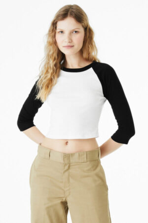 BC1200 bella canvas women's micro rib 3/4 raglan baby tee