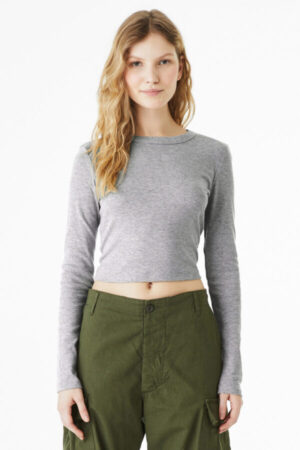 ATHLETIC HEATHER BC1501 bella canvas women's micro rib long sleeve baby tee