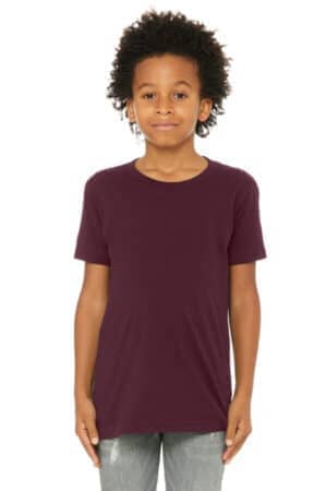 MAROON BC3001Y bella canvas youth jersey short sleeve tee