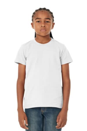 WHITE BC3001Y bella canvas youth jersey short sleeve tee