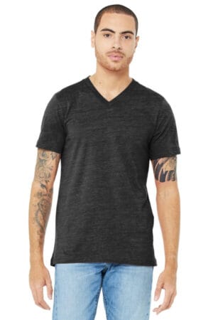 CHARCOAL BLACK SLUB BC3005 bella canvas unisex jersey short sleeve v-neck tee