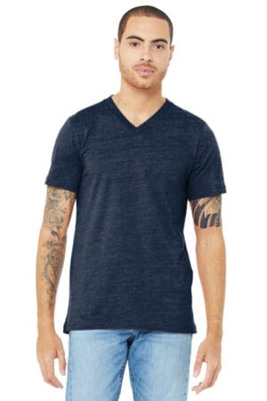 NAVY SLUB BC3005 bella canvas unisex jersey short sleeve v-neck tee