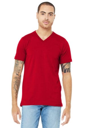 RED BC3005 bella canvas unisex jersey short sleeve v-neck tee