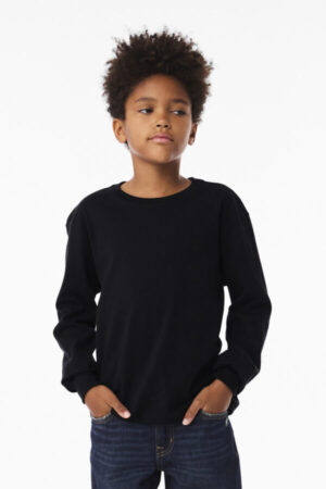 BLACK BC3511Y bella canvas youth 6-ounce heavyweight long sleeve tee