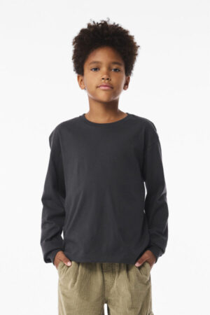 DARK GREY BC3511Y bella canvas youth 6-ounce heavyweight long sleeve tee