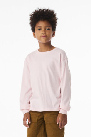 SOFT PINK BC3511Y bella canvas youth 6-ounce heavyweight long sleeve tee