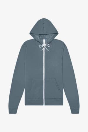 HEATHER SLATE BC3739 bella canvas unisex sponge fleece full-zip hoodie