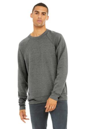 GREY TRIBLEND BC3901 bella canvas unisex sponge fleece raglan sweatshirt