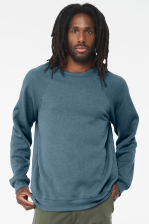 HEATHER DEEP TEAL BC3901 bella canvas unisex sponge fleece raglan sweatshirt