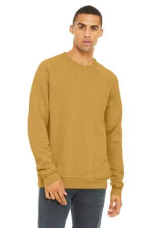 HEATHER MUSTARD BC3901 bella canvas unisex sponge fleece raglan sweatshirt