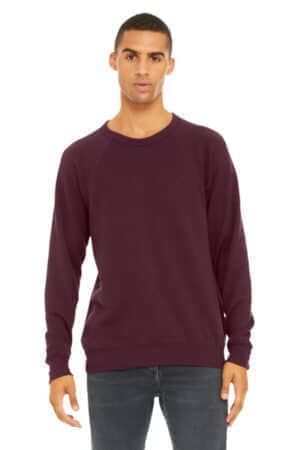 MAROON MAROON BC3901 bella canvas unisex sponge fleece raglan sweatshirt
