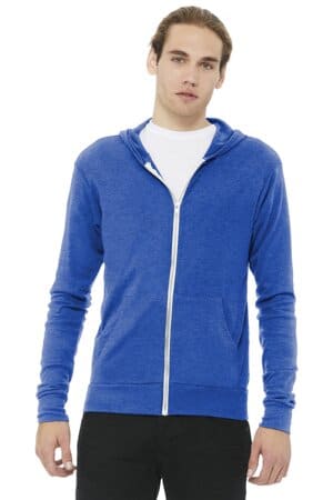 BC3939 bella canvas unisex triblend full-zip lightweight hoodie