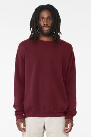 MAROON MAROON BC3945 bella canvas unisex sponge fleece drop shoulder sweatshirt