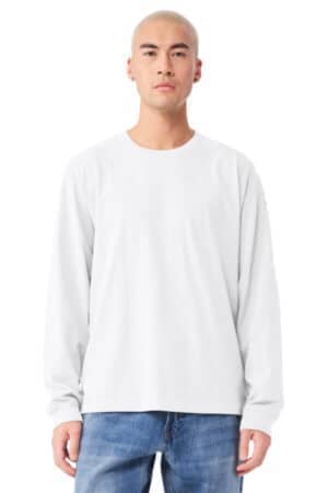 WHITE BC4851GD bella canvas unisex heavyweight garment-dyed long sleeve tee