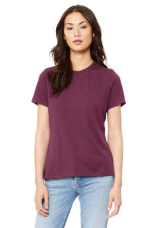 MAROON BC6400 bella canvas women's relaxed jersey short sleeve tee