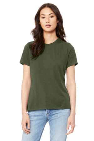 MILITARY GREEN BC6400 bella canvas women's relaxed jersey short sleeve tee