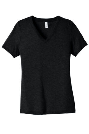 SOLID BLACK BLEND BC6405CVC bella canvas women's relaxed heather cvc v-neck tee