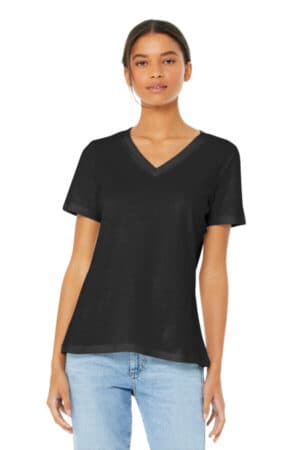 BLACK BC6405 bella canvas women's relaxed jersey short sleeve v-neck tee