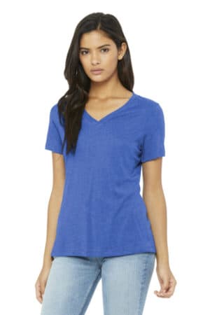 TRUE ROYAL TRIBLEND BC6415 bella canvas women's relaxed triblend v-neck tee