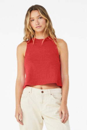 HEATHER RED BC6682 bella canvas women's racerback cropped tank