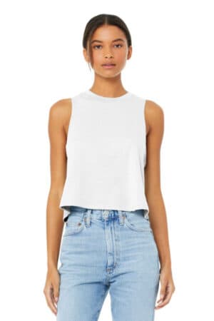SOLID WHITE BLEND BC6682 bella canvas women's racerback cropped tank