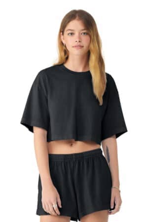 WASHED BLACK BC6882GD bella canvas women's heavyweight garment-dyed cropped tee
