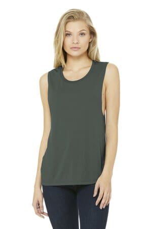 MILITARY GREEN BC8803 bella canvas women's flowy scoop muscle tank