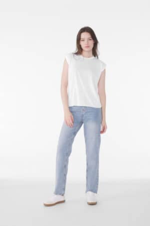 WHITE BC8804 bella canvas women's flowy muscle tee with rolled cuffs