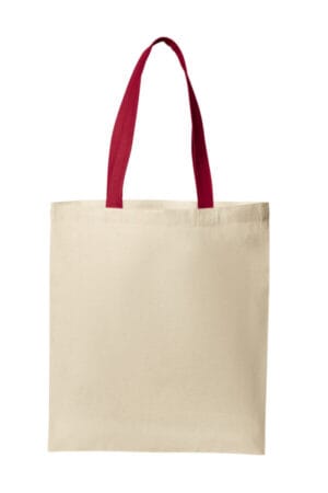 NATURAL/ DEEP RED BG1500 port authority core cotton tote