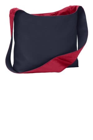 NAVY/ CHILI RED BG405 port authority cotton canvas sling bag