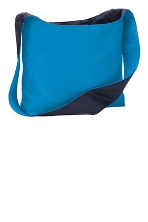 TURQUOISE/ NAVY BG405 port authority cotton canvas sling bag