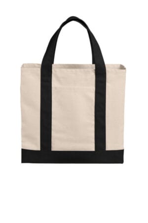 NATURAL/ DEEP BLACK BG429 port authority cotton canvas two-tone tote