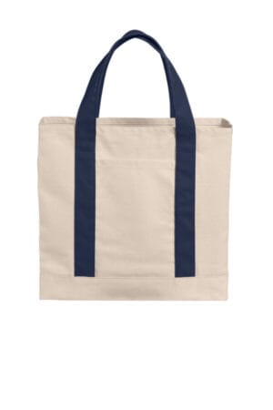 NATURAL/ RIVER BLUE NAVY BG429 port authority cotton canvas two-tone tote