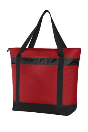 CHILI RED/ BLACK BG527 port authority large tote cooler