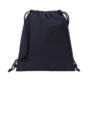 Eurosport Canvas Draw String Backpack Blue and White Front Pocket Adjustable Straps B720 
