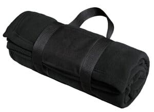 BLACK BP20 port authority fleece blanket with carrying strap