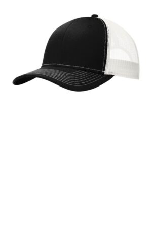 BLACK/ WHITE C112 port authority snapback trucker cap