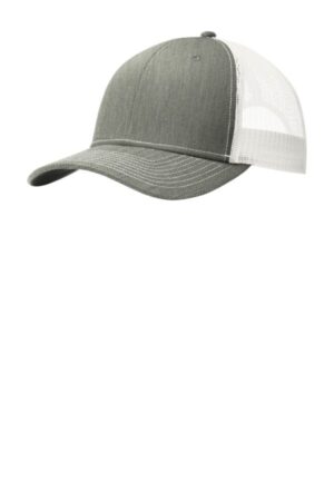 HEATHER GREY/ WHITE C112 port authority snapback trucker cap