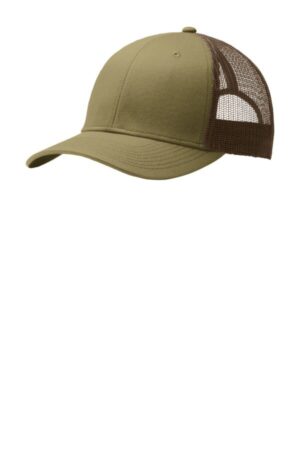 TRUE KHAKI/ COFFEE C112 port authority snapback trucker cap