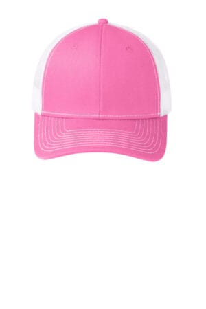 TRUE PINK/ WHITE C112 port authority snapback trucker cap