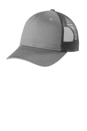 HEATHER GREY/ GREY STEEL HEATHER GREY/ GREY STEEL C402LP port authority low-profile snapback trucker cap
