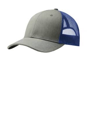 HEATHER GREY/ PATRIOT BLUE HEATHER GREY/ PATRIOT BLUE C402 port authority snapback trucker cap