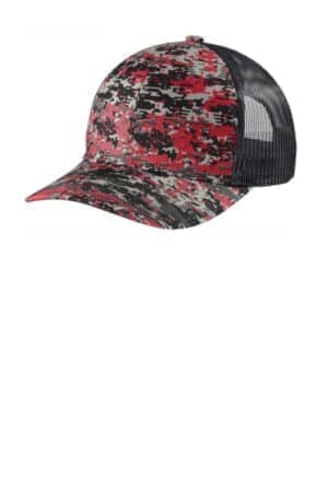 FLAME RED DIGI/ GREY STEEL FLAME RED DIGI/ GREY STEEL C404 port authority digi camo snapback trucker cap