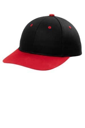 BLACK/ TRUE RED C408 port authority snapback cap