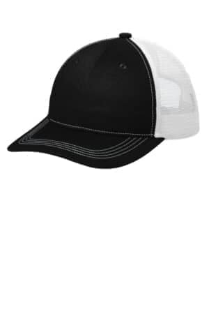 BLACK/ WHITE BLACK/ WHITE C409 port authority unstructured snapback trucker cap