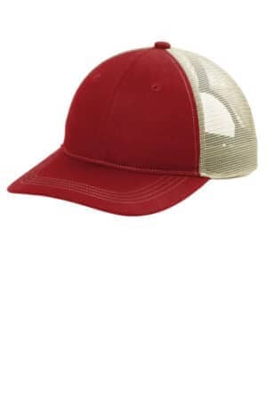 FLAME RED/ TAN FLAME RED/ TAN C409 port authority unstructured snapback trucker cap
